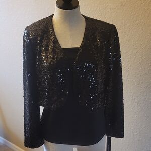 R & M Richards Black Sequin Blouse
